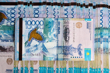 Paper banknotes tenge KZT. Tenge is the national currency of Kazakhstan. bank of Kazakhstan