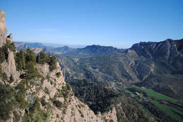 Fototapeta na wymiar Els Ports natural park, view from Santa Bárbara mountain at Horta de Sant Joan.
