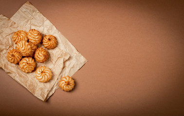 Natural baked coconut cookies or cocoanut macaroons with coco chips