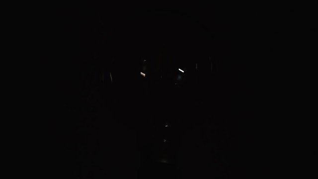 Close up shot of an halogen lamp turning off , Idea light bulb on black background. led light 