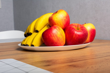 Fruit plate on the kitchen table