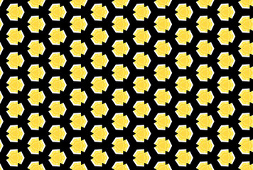 Watercolor seamless geometric pattern design illustration. Background texture. In yellow, black, white colors.