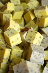 Turkish halva with almonds, sliced