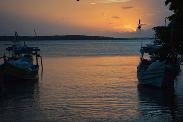 fishing boat at sunset