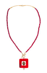 handmade necklace from agate beads with pendant