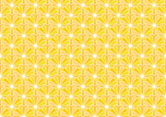 花のシームレスパターン背景イラスト（黄色）