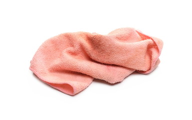Dirty microfiber cloth, rag isolated on white background