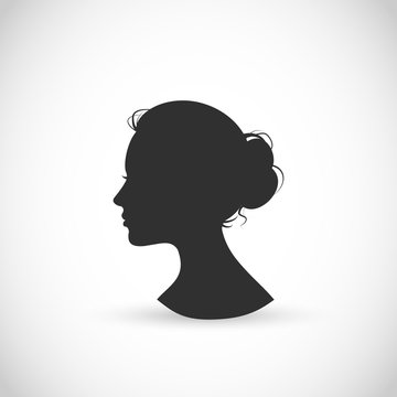 Female head profile vector, woman wearing bun
