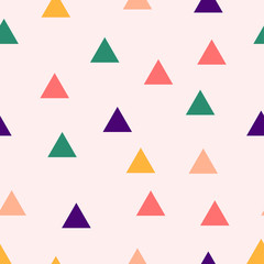 Random scattered triangular shapes. Seamless vector pattern.