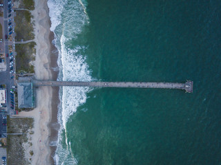 Ocean Pier overhead aerial with beach