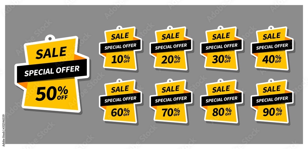 Wall mural modern sale tags set. label design for use in ad, web, print and marketing. vector badges template, 