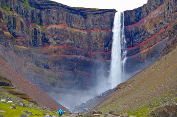 Impressive and breathtaking view onto Iceland´s fourth tallest or highest waterfall cascade...
