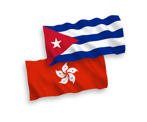Flags of Cuba and Hong Kong on a white background