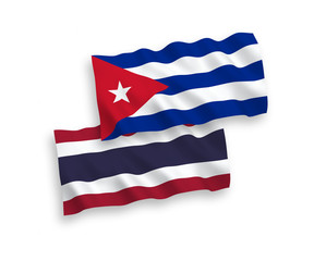 Flags of Cuba and Thailand on a white background