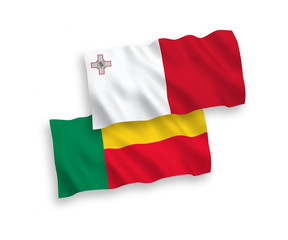 Fototapeta premium Flags of Malta and Benin on a white background