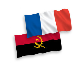 Flags of France and Angola on a white background