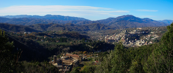 Fototapeta na wymiar Monastery of Santa Scolastica view from above, Subiaco, Lazio, Italia