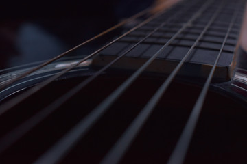 closeup of guitar acoustic 