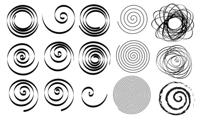 Poster Set of line in circle form. Single ribbon spiral goes to edge of canvas © mahanya342