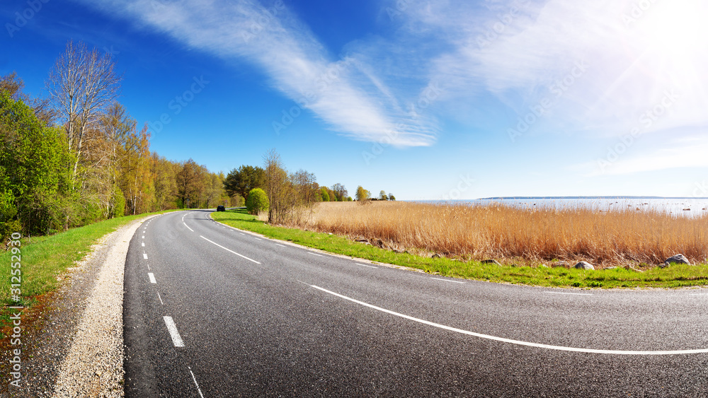 Canvas Prints Road panorama background on sunny spring day