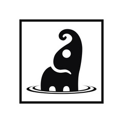 elephant black silhouette isolated on white background  abstract art illustration