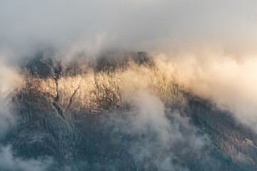 Mountains in the clouds in Banff National Park Canada