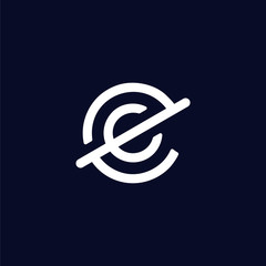 Initial letter e c logo template with circle line art symbol in flat design monogram illustration