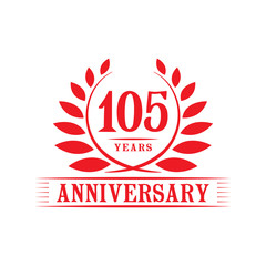 105 years logo design template. One hundred fifth anniversary vector and illustration.
