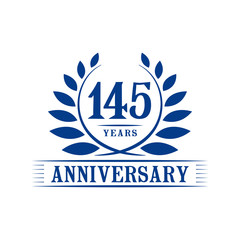145 years logo design template. One hundred forty fifth anniversary vector and illustration.