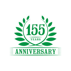 155 years logo design template. One hundred fifty fifth anniversary vector and illustration.