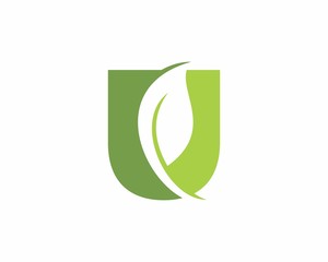 Letter U With Leaf Logo Design Template 003 © mrlover