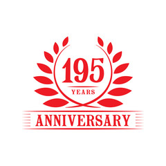 195 years logo design template. One hundred ninety fifth anniversary vector and illustration.