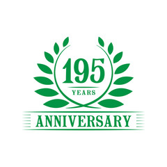 195 years logo design template. One hundred ninety fifth anniversary vector and illustration.
