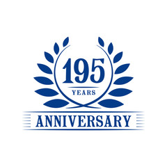 195 years logo design template. One hundred ninety fifth anniversary vector and illustration.