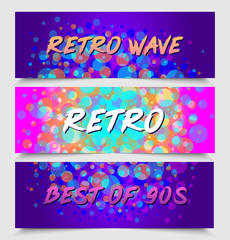 Retro Futurism flyer set. Vector futuristic synth wave illustration. 80s Retro poster Background. Good design for poster, t-shirt  print design. Futuristic vector illustration