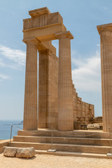 Ruins of the acropolis of Lindos on Rhodes island, Greece
