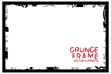 Black grunge frame. Abstract vector template with space for text