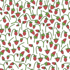 Seamless background of wild strawberries. Endless pattern for your design.