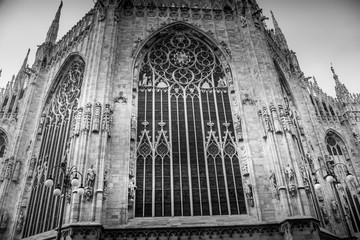 milan cathedral in black and white, Duomo di Milano