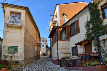 Fototapeta premium Roccamandolfi, Italy, 12/24/2019. A day of vacation in a medieval village in the Molise region.