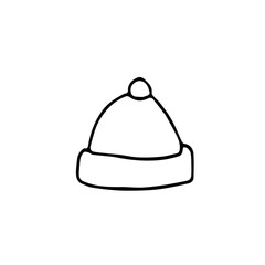 hat with pompom hand drawn in scandinavian style. Element for design