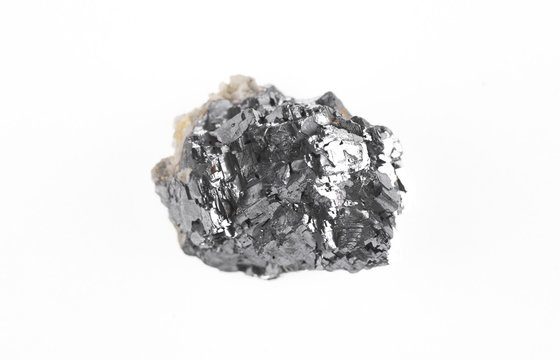 Geological Silver Mineral Pyrite Isolated On White Background