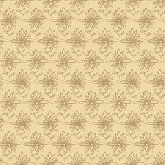 Fototapeta premium A seamless vector pattern with stylized floral ornament in two yellow colors. Decorative surface print design.