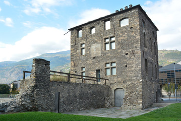 Fototapeta na wymiar Aosta, Aosta Valley, Italy-The Tower of the Leper