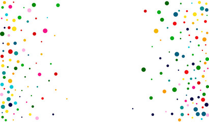 Rainbow Christmas Dust Banner. Yellow FallingFestive Polka Postcard. Festival Texture. Vector Rainbow Card.