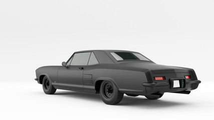 Powerful Matte Black Gangster Luxury 1960's Style Car 3d illustration 3d render