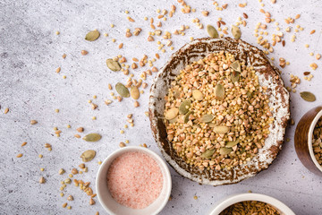 Various cereals and grains in bowls