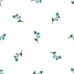 Seamless background of little blue flowers  forget-me-nots. Endless pattern for your design.