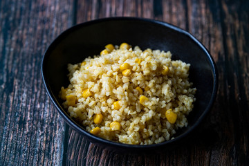 Corn Pulao / Rice with Corn Pilaf or Pilav.