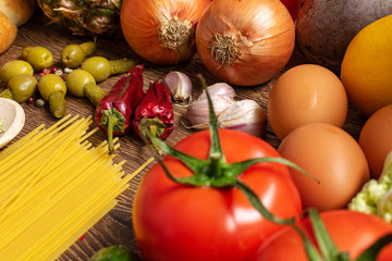 Assorted Fresh Vegetables and Fruits Side Light